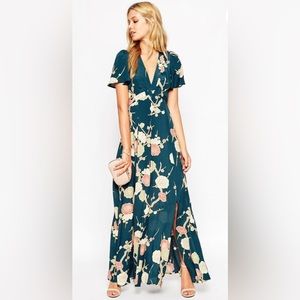 ASOS WEDDING Maxi Dress with Wrap Front in Floral Bloom